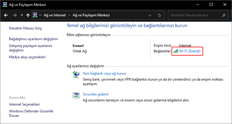 Wi-Fi (Wifi Adı) - "Temel ağ bilgilerinizi görüntüleyin ve bağlantılarınızı kurun" Wi-Fi (Wifi Adı) - "Temel ağ bilgilerinizi görüntüleyin ve bağlantılarınızı kurun"
